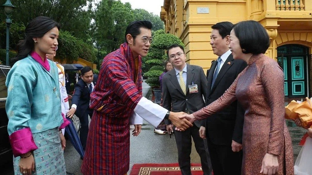 Chủ tịch nước Lương Cường chủ trì lễ đón cấp Nhà nước Quốc vương Bhutan
