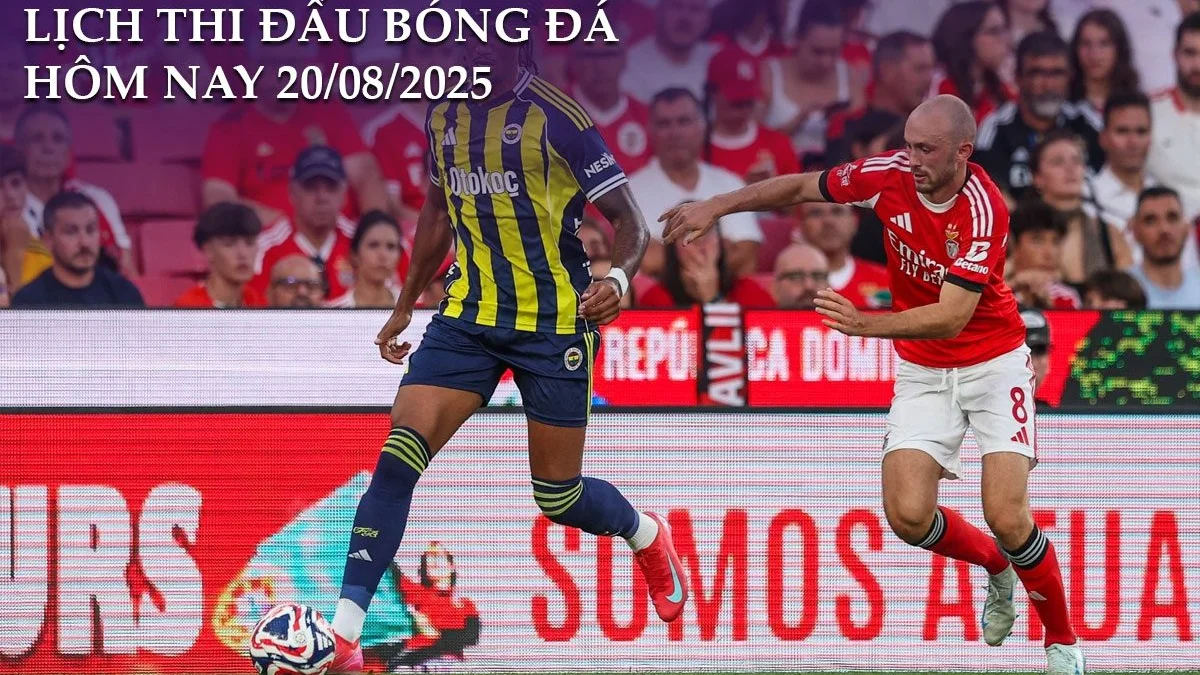 Lịch thi đấu, trực tiếp bóng đá hôm nay 20/8/2025: Fenerbahce vs Benfica