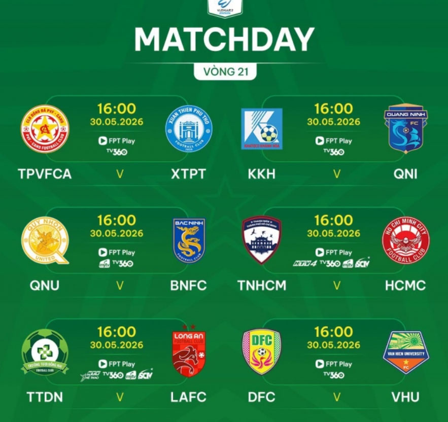 Lịch thi đấu giải hạng nhất hôm nay.